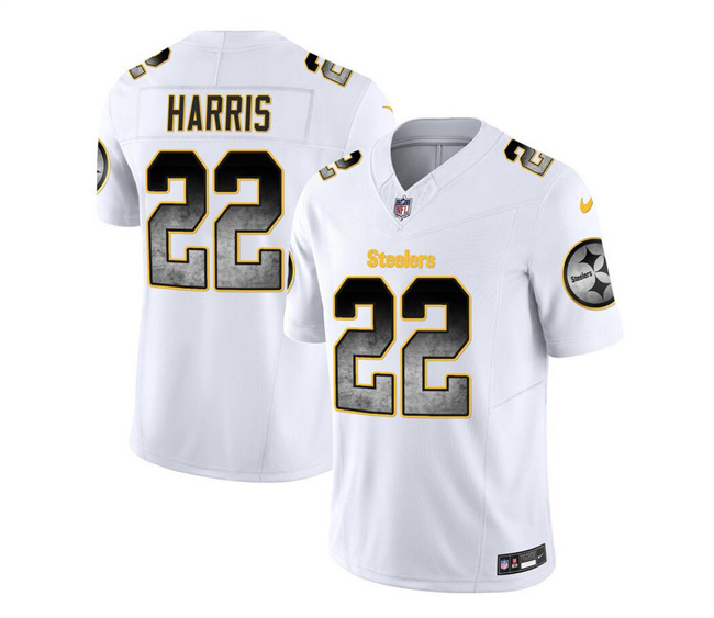 Men's Pittsburgh Steelers #22 Najee Harris White 2023 F.U.S.E. Smoke Vapor Untouchable Limited Stitched Jersey Men's Pittsburgh Steelers #22 Najee Harris White 2023 F.U.S.E. Smoke Vapor Untouchable Limited Stitched Jersey