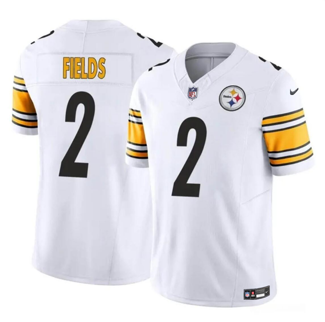 Men's Pittsburgh Steelers #2 Justin Fields White 2024 F.U.S.E.Vapor Untouchable Limited Stitched Jersey Men's Pittsburgh Steelers #2 Justin Fields White 2024 F.U.S.E.Vapor Untouchable Limited Stitched Jersey
