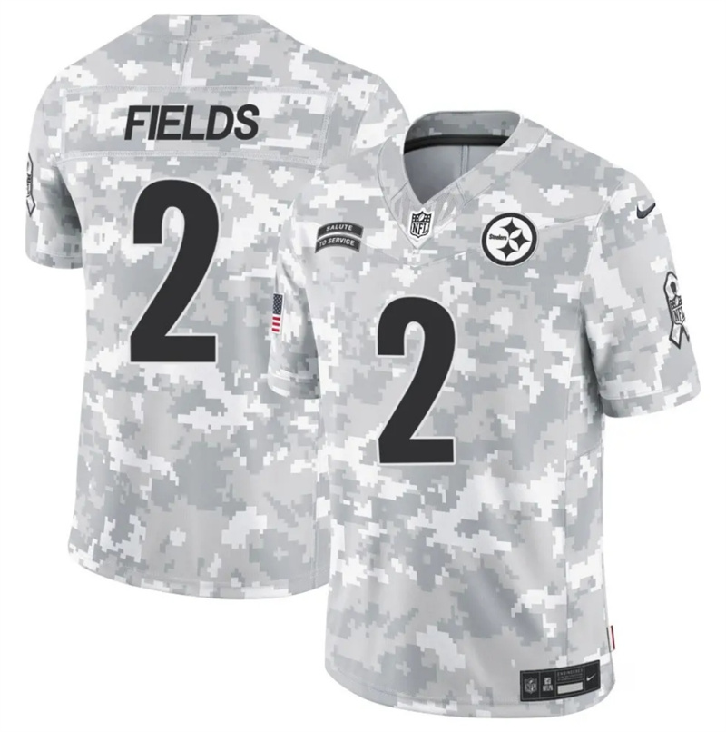 Men's Pittsburgh Steelers #2 Justin Fields 2024 F.U.S.E Arctic Camo Salute to Service Limited Stitched Football Jersey Men's Pittsburgh Steelers #2 Justin Fields 2024 F.U.S.E Arctic Camo Salute to Service Limited Stitched Football Jersey