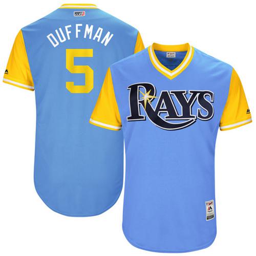 Rays #5 Matt Duffy Light Blue "Duffman" Players Weekend Authentic Stitched MLB Jersey Rays #5 Matt Duffy Light Blue "Duffman" Players Weekend Authentic Stitched MLB Jersey