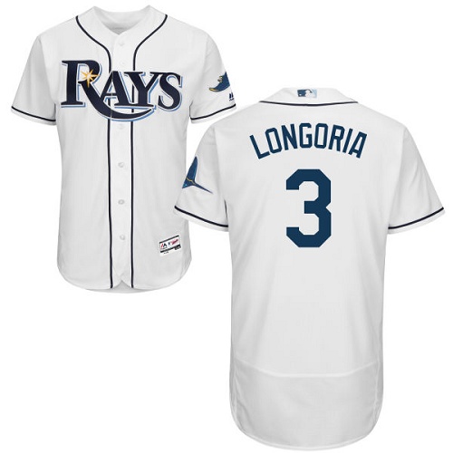 Rays #3 Evan Longoria White Flexbase Authentic Collection Stitched MLB Jersey Rays #3 Evan Longoria White Flexbase Authentic Collection Stitched MLB Jersey