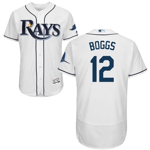 Rays #12 Wade Boggs White Flexbase Authentic Collection Stitched MLB Jersey Rays #12 Wade Boggs White Flexbase Authentic Collection Stitched MLB Jersey