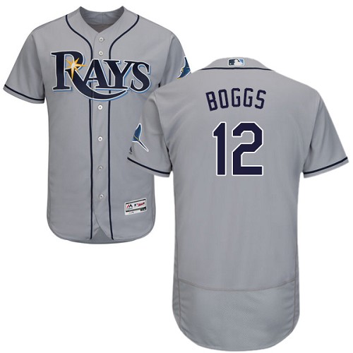 Rays #12 Wade Boggs Grey Flexbase Authentic Collection Stitched MLB Jersey Rays #12 Wade Boggs Grey Flexbase Authentic Collection Stitched MLB Jersey