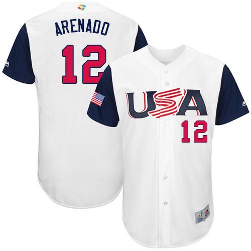 Team USA #12 Nolan Arenado White 2017 World MLB Classic Authentic Stitched MLB Jersey Team USA #12 Nolan Arenado White 2017 World MLB Classic Authentic Stitched MLB Jersey