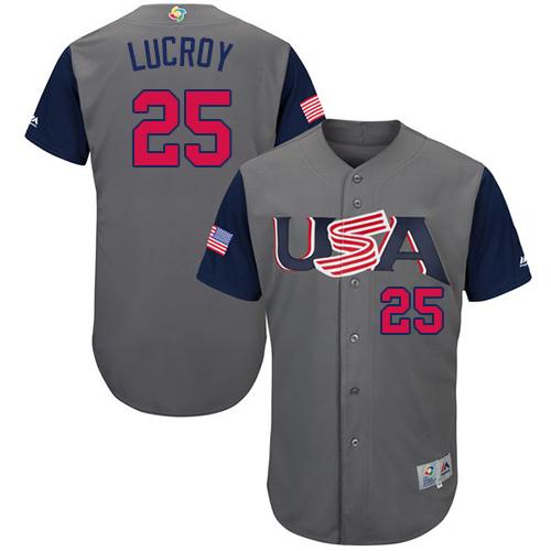 Team USA #25 Jonathan Lucroy Gray 2017 World MLB Classic Authentic Stitched MLB Jersey Team USA #25 Jonathan Lucroy Gray 2017 World MLB Classic Authentic Stitched MLB Jersey