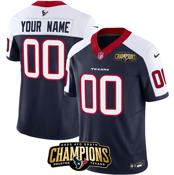 Men's Houston Texans Active Player Custom Navy/White 2023 F.U.S.E. AFC South Champions Patch Limited Stitched Football Jersey Men's Houston Texans Active Player Custom Navy/White 2023 F.U.S.E. AFC South Champions Patch Limited Stitched Football Jersey