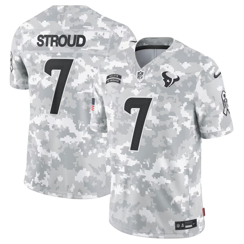 Men's Houston Texans #7 C.J. Stroud 2024 Arctic Camo Salute to Service Limited Stitched Football Jersey