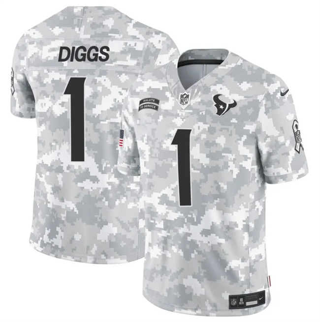 Men's Houston Texans #1 Stefon Diggs 2024 F.U.S.E Arctic Camo Salute to Service Limited Stitched Football Jersey Men's Houston Texans #1 Stefon Diggs 2024 F.U.S.E Arctic Camo Salute to Service Limited Stitched Football Jersey