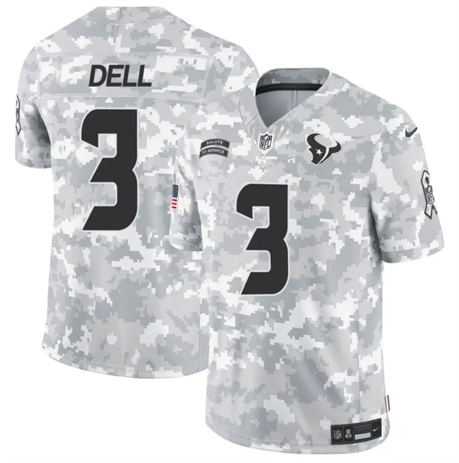 Men's Houston Texans #3 Tank Dell 2024 F.U.S.E Arctic Camo Salute to Service Limited Stitched Football Jersey Men's Houston Texans #3 Tank Dell 2024 F.U.S.E Arctic Camo Salute to Service Limited Stitched Football Jersey