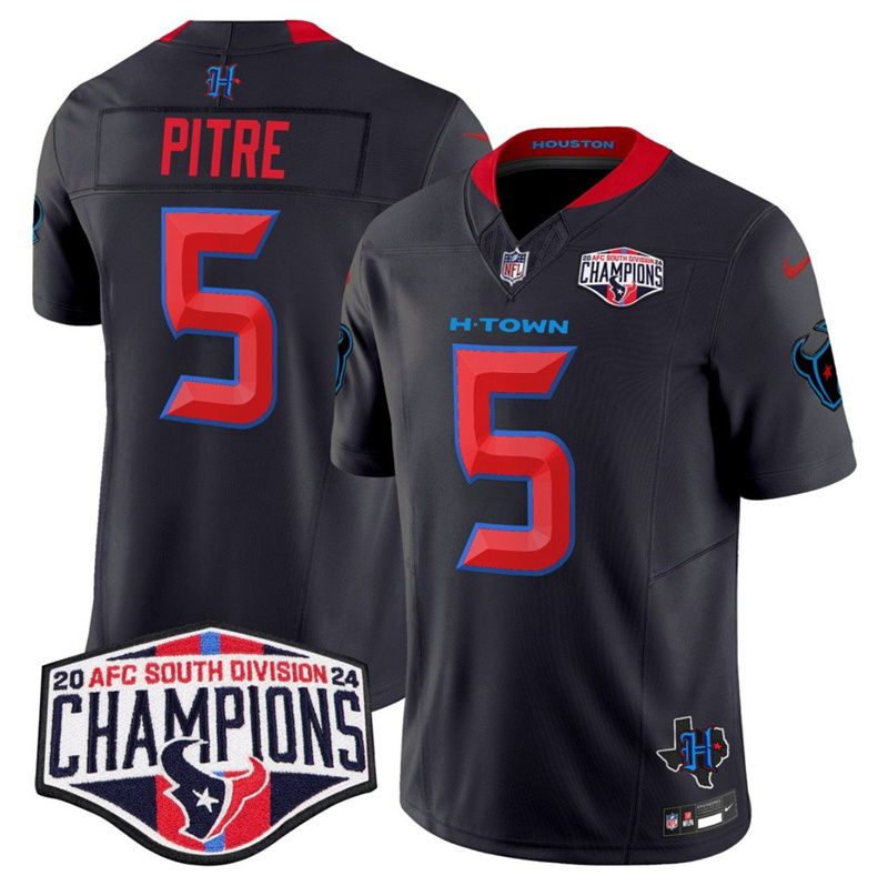 Men's Houston Texans #5 Jalen Pitre Navy 2nd Alternate F.U.S.E. 2024 AFC South Division Champions Vapor Limited Stitched Football Jersey Men's Houston Texans #5 Jalen Pitre Navy 2nd Alternate F.U.S.E. 2024 AFC South Division Champions Vapor Limited Stitched Football Jersey