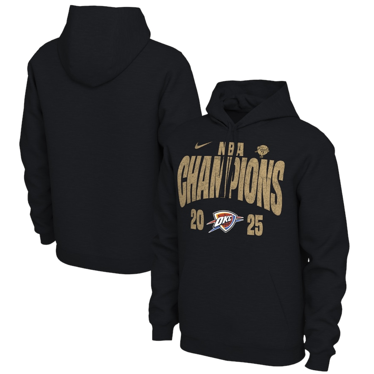 Men's Oklahoma City Thunder Heather Black 2025 Finals Champions Pullover Hoodie