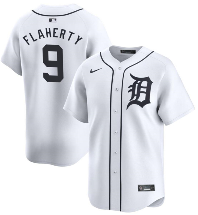 Men's Detroit Tigers #9 Jack Flaherty White 2024 Home Limited Stitched Baseball Jersey Men's Detroit Tigers #9 Jack Flaherty White 2024 Home Limited Stitched Baseball Jersey