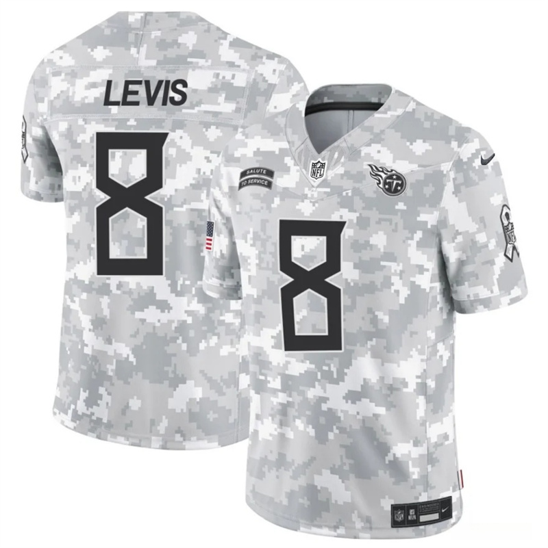 Men's Tennessee Titans #8 Will Levis 2024 F.U.S.E Arctic Camo Salute to Service Limited Stitched Football Jersey Men's Tennessee Titans #8 Will Levis 2024 F.U.S.E Arctic Camo Salute to Service Limited Stitched Football Jersey