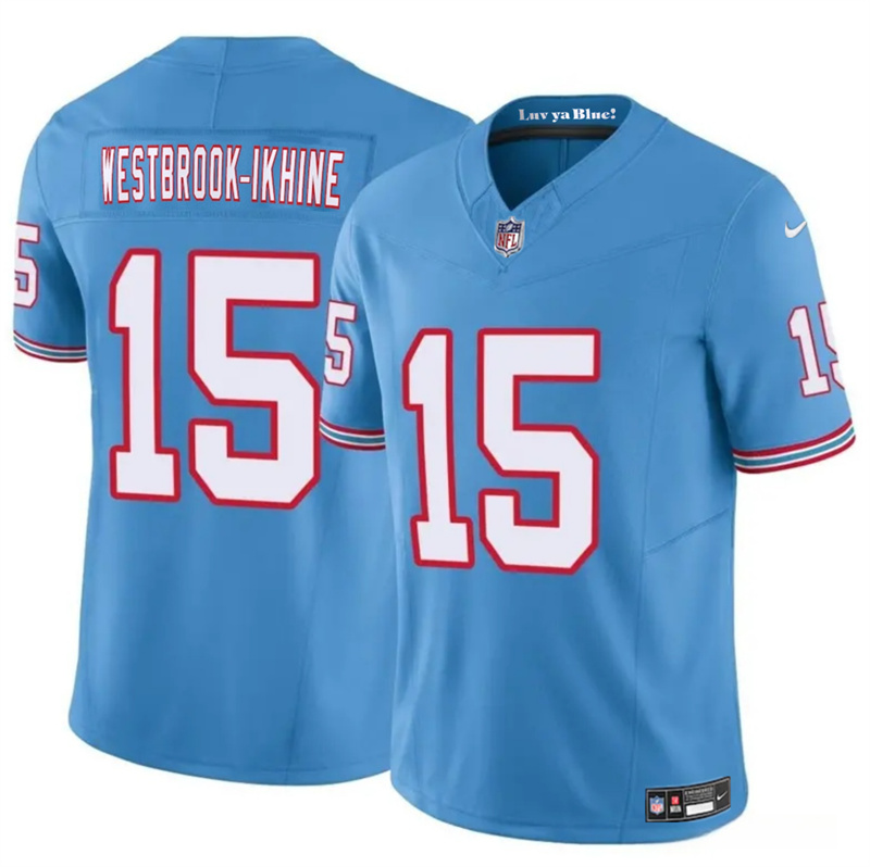 Men's Tennessee Titans #15 Nick Westbrook-Ikhine Blue 2024 F.U.S.E. Throwback Vapor Limited Stitched Football Jersey Men's Tennessee Titans #15 Nick Westbrook-Ikhine Blue 2024 F.U.S.E. Throwback Vapor Limited Stitched Football Jersey