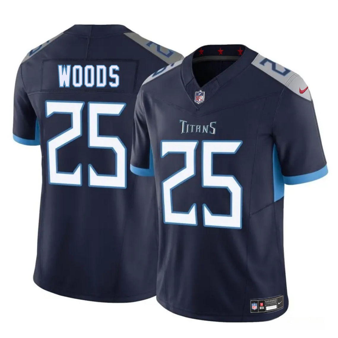 Men's Tennessee Titans #25 Xavier Woods Navy 2025 F.U.S.E. Vapor Limited Stitched Football Jersey Men's Tennessee Titans #25 Xavier Woods Navy 2025 F.U.S.E. Vapor Limited Stitched Football Jersey