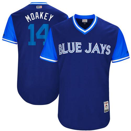 Blue Jays #14 Justin Smoak Navy "Moakey" Players Weekend Authentic Stitched MLB Jersey Blue Jays #14 Justin Smoak Navy "Moakey" Players Weekend Authentic Stitched MLB Jersey