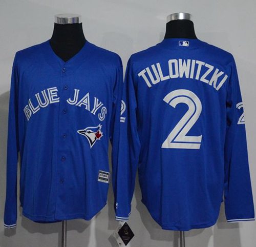 Blue Jays #2 Troy Tulowitzki Blue New Cool Base Long Sleeve Stitched MLB Jersey Blue Jays #2 Troy Tulowitzki Blue New Cool Base Long Sleeve Stitched MLB Jersey