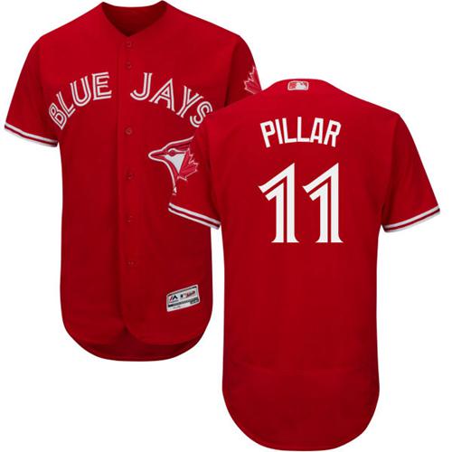 Blue Jays #11 Kevin Pillar Red Flexbase Authentic Collection Canada Day Stitched MLB Jersey Blue Jays #11 Kevin Pillar Red Flexbase Authentic Collection Canada Day Stitched MLB Jersey
