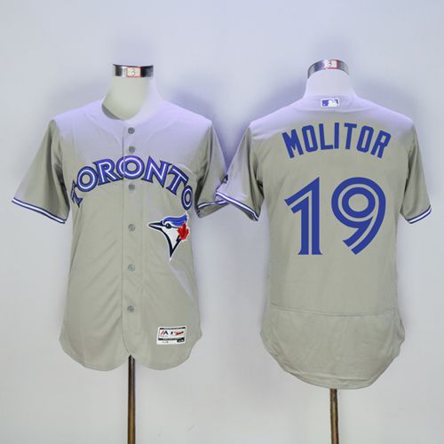 Blue Jays #19 Paul Molitor Grey Flexbase Authentic Collection Stitched MLB Jersey Blue Jays #19 Paul Molitor Grey Flexbase Authentic Collection Stitched MLB Jersey