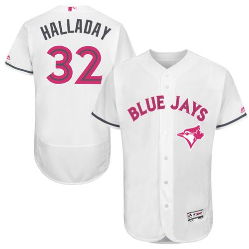Blue Jays #32 Roy Halladay White Flexbase Authentic Collection Mother's Day Stitched MLB Jersey Blue Jays #32 Roy Halladay White Flexbase Authentic Collection Mother's Day Stitched MLB Jersey