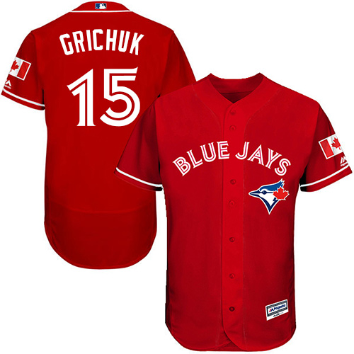 Blue Jays #15 Randal Grichuk Red Flexbase Authentic Collection Canada Day Stitched MLB Jersey Blue Jays #15 Randal Grichuk Red Flexbase Authentic Collection Canada Day Stitched MLB Jersey