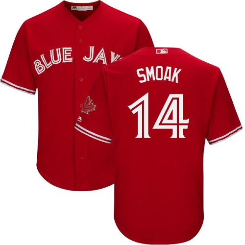 Blue Jays #14 Justin Smoak Red New Cool Base Canada Day Stitched MLB Jersey Blue Jays #14 Justin Smoak Red New Cool Base Canada Day Stitched MLB Jersey
