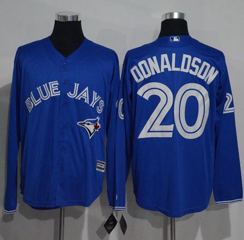 Blue Jays #20 Josh Donaldson Blue New Cool Base Long Sleeve Stitched MLB Jersey Blue Jays #20 Josh Donaldson Blue New Cool Base Long Sleeve Stitched MLB Jersey
