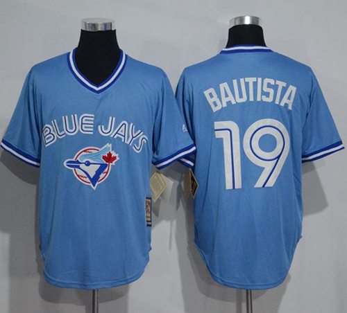 Blue Jays #19 Jose Bautista Light Blue Cooperstown Throwback Stitched MLB Jersey Blue Jays #19 Jose Bautista Light Blue Cooperstown Throwback Stitched MLB Jersey