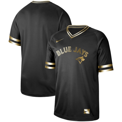 Nike Blue Jays Blank Black Gold Authentic Stitched MLB Jersey