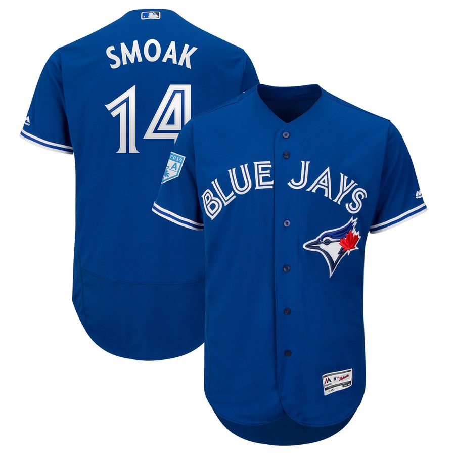 Blue Jays #14 Justin Smoak Blue 2019 Spring Training Flex Base Stitched MLB Jersey Blue Jays #14 Justin Smoak Blue 2019 Spring Training Flex Base Stitched MLB Jersey