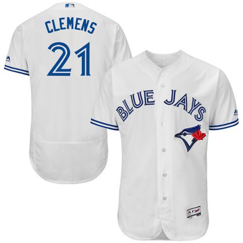 Blue Jays #21 Roger Clemens White Flexbase Authentic Collection Stitched MLB Jersey Blue Jays #21 Roger Clemens White Flexbase Authentic Collection Stitched MLB Jersey