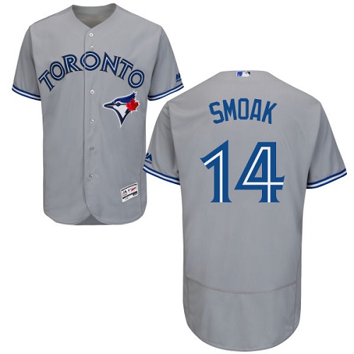 Blue Jays #14 Justin Smoak Grey Flexbase Authentic Collection Stitched MLB Jersey Blue Jays #14 Justin Smoak Grey Flexbase Authentic Collection Stitched MLB Jersey