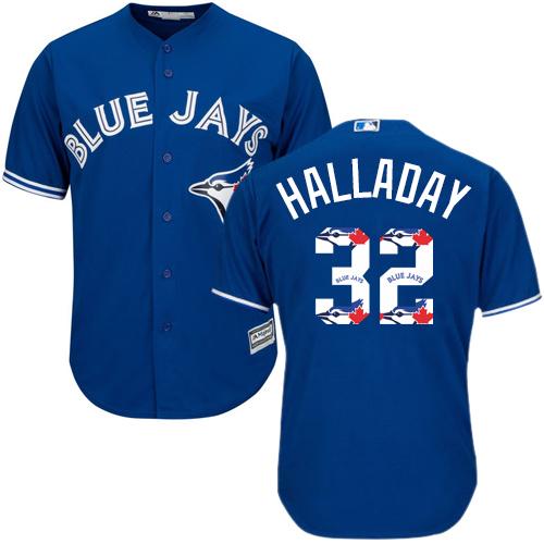 Blue Jays #32 Roy Halladay Blue Team Logo Fashion Stitched MLB Jersey Blue Jays #32 Roy Halladay Blue Team Logo Fashion Stitched MLB Jersey