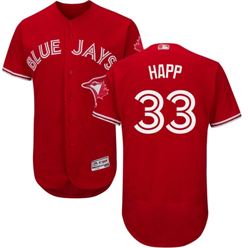 Blue Jays #33 J.A. Happ Red Flexbase Authentic Collection Canada Day Stitched MLB Jersey Blue Jays #33 J.A. Happ Red Flexbase Authentic Collection Canada Day Stitched MLB Jersey