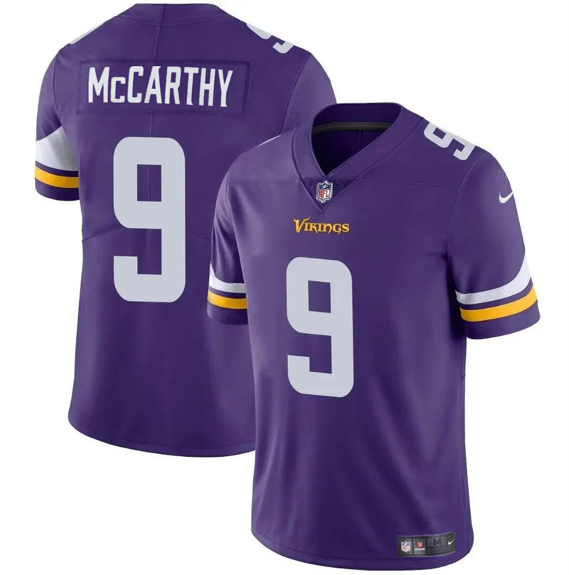 Men's Minnesota Vikings #9 J.J. McCarthy Purple 2024 Draft Vapor Untouchable Limited Stitched Jersey Men's Minnesota Vikings #9 J.J. McCarthy Purple 2024 Draft Vapor Untouchable Limited Stitched Jersey
