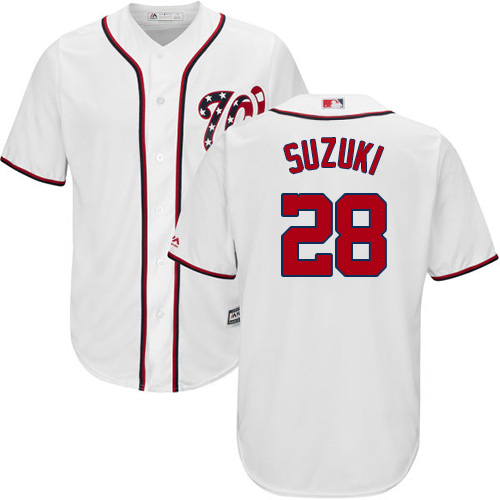 Nationals #28 Kurt Suzuki White New Cool Base Stitched MLB Jersey Nationals #28 Kurt Suzuki White New Cool Base Stitched MLB Jersey