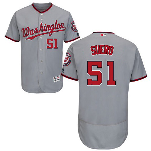 Nationals #51 Wander Suero Grey Flexbase Authentic Collection Stitched MLB Jersey Nationals #51 Wander Suero Grey Flexbase Authentic Collection Stitched MLB Jersey