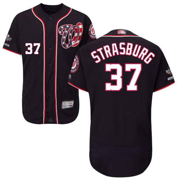 Nationals #37 Stephen Strasburg Navy Blue Flexbase Authentic Collection 2019 World Series Champions Stitched MLB Jersey Nationals #37 Stephen Strasburg Navy Blue Flexbase Authentic Collection 2019 World Series Champions Stitched MLB Jersey
