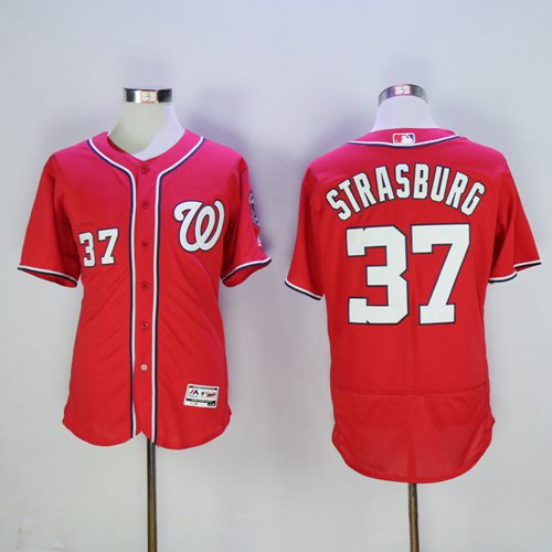 Nationals #37 Stephen Strasburg Red Flexbase Authentic Collection Stitched MLB Jersey Nationals #37 Stephen Strasburg Red Flexbase Authentic Collection Stitched MLB Jersey