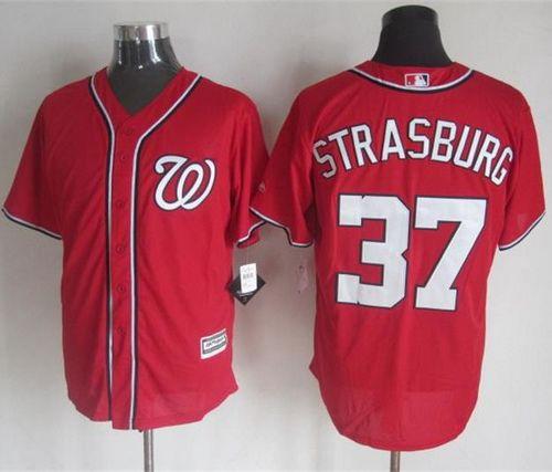 Nationals #37 Stephen Strasburg Red New Cool Base Stitched MLB Jersey Nationals #37 Stephen Strasburg Red New Cool Base Stitched MLB Jersey