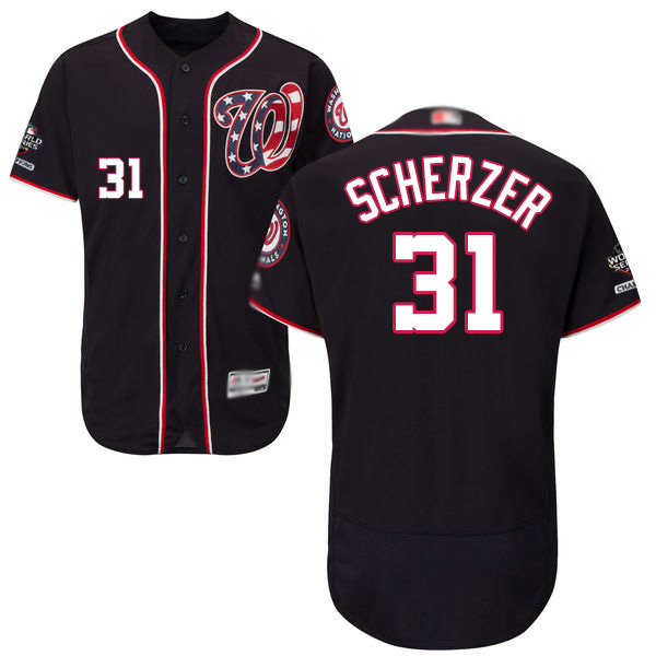 Nationals #31 Max Scherzer Navy Blue Flexbase Authentic Collection 2019 World Series Champions Stitched MLB Jersey Nationals #31 Max Scherzer Navy Blue Flexbase Authentic Collection 2019 World Series Champions Stitched MLB Jersey