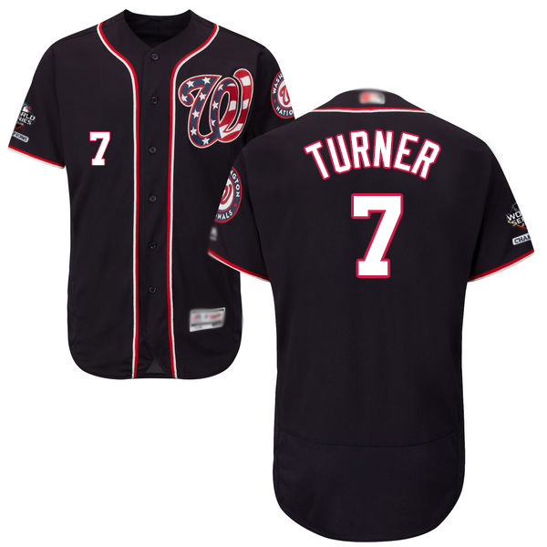 Nationals #7 Trea Turner Navy Blue Flexbase Authentic Collection 2019 World Series Champions Stitched MLB Jersey Nationals #7 Trea Turner Navy Blue Flexbase Authentic Collection 2019 World Series Champions Stitched MLB Jersey