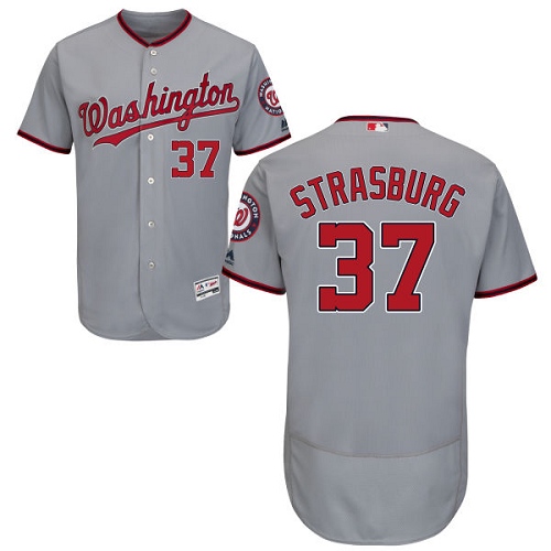 Nationals #37 Stephen Strasburg Grey Flexbase Authentic Collection Stitched MLB Jersey Nationals #37 Stephen Strasburg Grey Flexbase Authentic Collection Stitched MLB Jersey