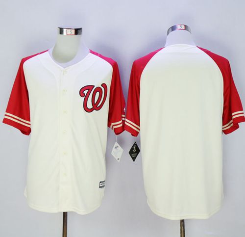 Nationals Blank Cream/Red Exclusive New Cool Base Stitched MLB Jersey Nationals Blank Cream/Red Exclusive New Cool Base Stitched MLB Jersey