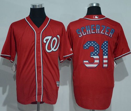 Nationals #31 Max Scherzer Red USA Flag Fashion Stitched MLB Jersey Nationals #31 Max Scherzer Red USA Flag Fashion Stitched MLB Jersey