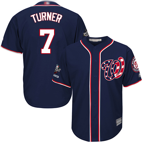 Nationals #7 Trea Turner Navy Blue New Cool Base 2019 World Series Champions Stitched MLB Jersey Nationals #7 Trea Turner Navy Blue New Cool Base 2019 World Series Champions Stitched MLB Jersey