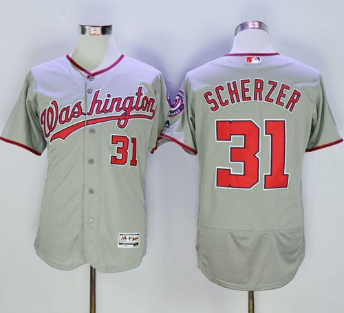 Nationals #31 Max Scherzer Grey Flexbase Authentic Collection Stitched MLB Jersey Nationals #31 Max Scherzer Grey Flexbase Authentic Collection Stitched MLB Jersey