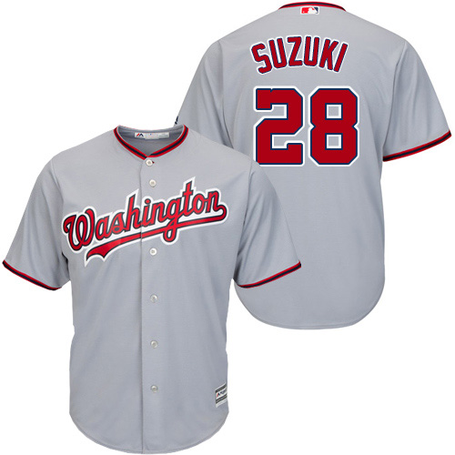 Nationals #28 Kurt Suzuki Grey New Cool Base Stitched MLB Jersey Nationals #28 Kurt Suzuki Grey New Cool Base Stitched MLB Jersey