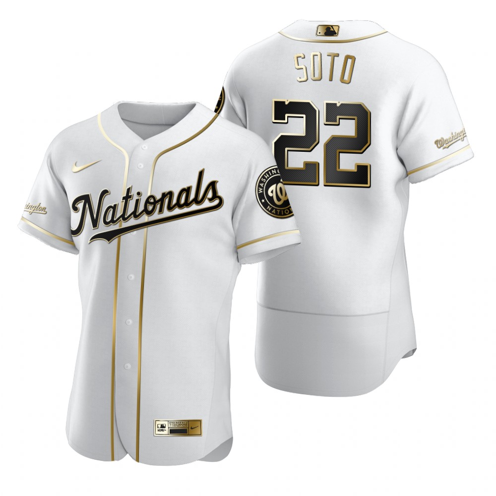 Washington Nationals #22 Juan Soto White Nike Men's Authentic Golden Edition MLB Jersey Washington Nationals #22 Juan Soto White Nike Men's Authentic Golden Edition MLB Jersey