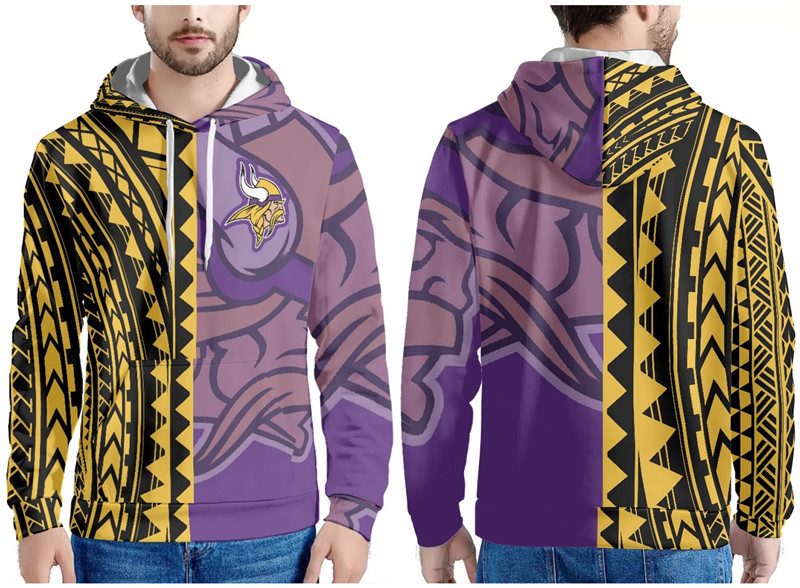 Men's Minnesota Vikings Gold/Black/Purple Pullover Hoodie Men's Minnesota Vikings Gold/Black/Purple Pullover Hoodie